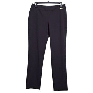 Ellen Tracy Dress Pants‎ Womens Size 6 8 Black Straight Leg Logo Accent Career